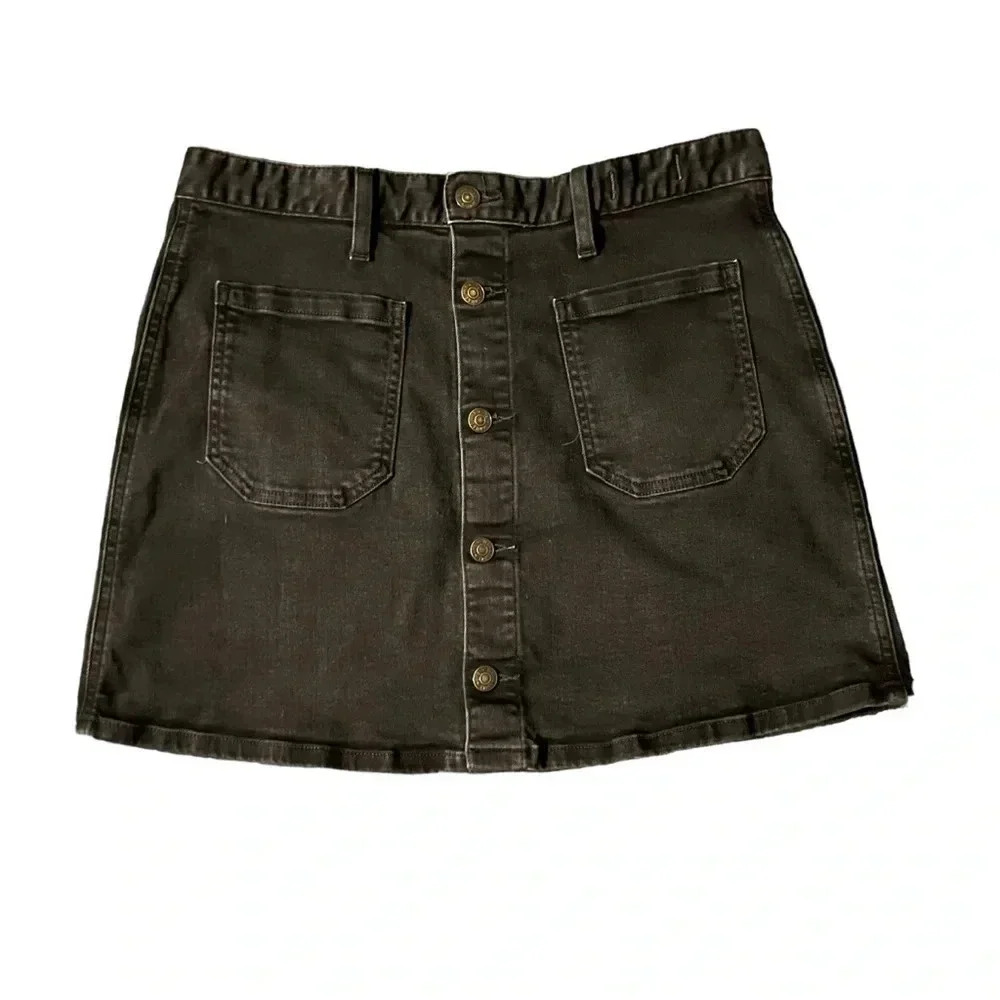 Ralph Lauren Mini Skirt 31 Denim + Supply Biker Black Button Down